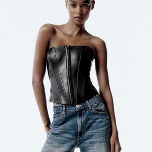 Zara Black Leather Corset Top